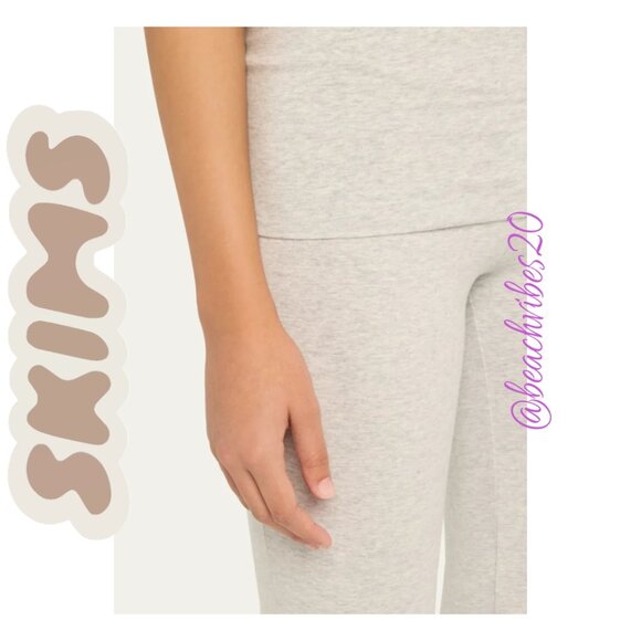 SKIMS Cotton Jersey Foldover Pant Oatmeal Heather Medium NWOT - Picture 5 of 9